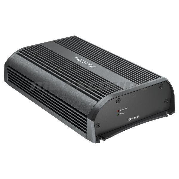 Hertz SP 4.900 ultra-compact, waterproof 4-channel high-power amplifier with 1000 W, perfect for BICYCLE sound, motor sports, boating and also for installation under the seats in cars or sports cars.