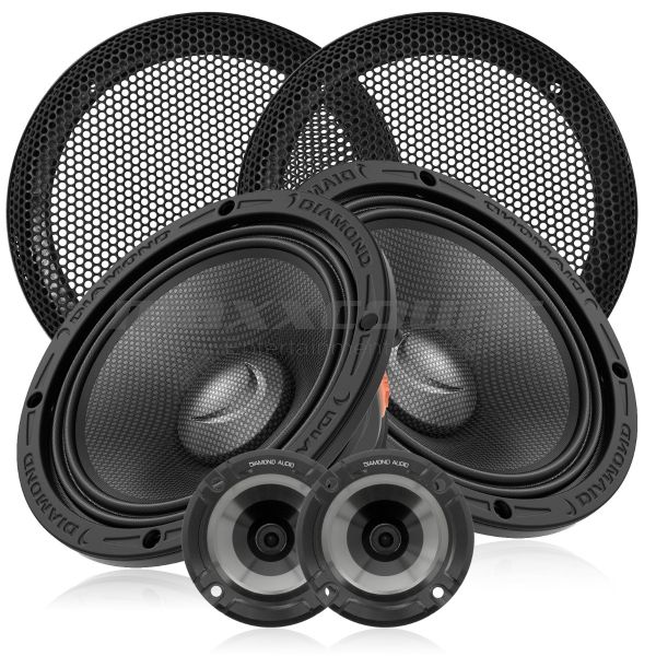 Diamond Audio MS65NEO + M075T + DHDRGU 16.5cm 2-Wege Kompo-Lautsprecher 300W, 4 Ohm, 100Hz - 13kHz passend für Harley-Davidson®