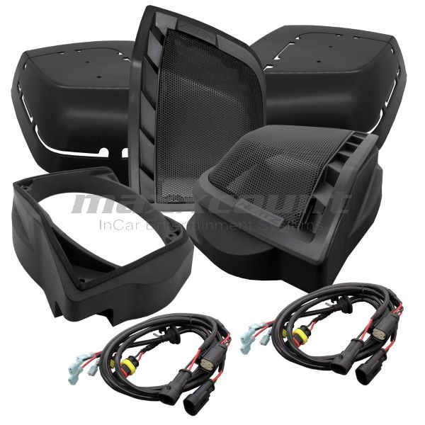 Hertz HD14H Saddlebag Cut-Kit (sawing template+grill+brackets+connecting cable) for 6x9" speakers suitable for Harley-Davidson® Touring from 2014
