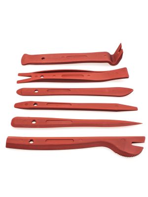 Set of mounting levers (6 pieces / red) for the damage-free removal of panels, trim strips, clips, etc