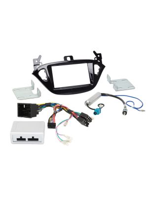Double DIN Dash Kit PRO for Opel Adam (from 2013) incl. Panel (Piano Optics Black), Cable, Antenna Adapter with Phantom Power, CAN BUS and Steering Wheel Remote Control