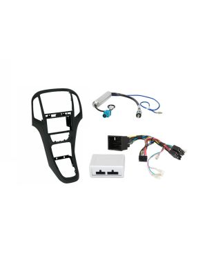 Double DIN Dash Kit PRO for Opel Astra J incl. Panel (Black), Cable, Antenna Adapter with Phantom Power, CAN BUS and Steering Wheel Remote Control