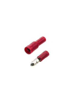 Red Female + Male Vinyl Bullet Connectors (100 per Pack), industrial quality, 0.5-1.5mm²