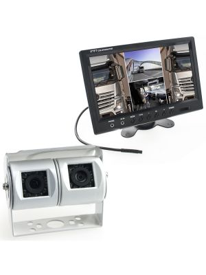 Backup Camera System: Twin Rear View Camera (95°+120°, White, IR) with 9