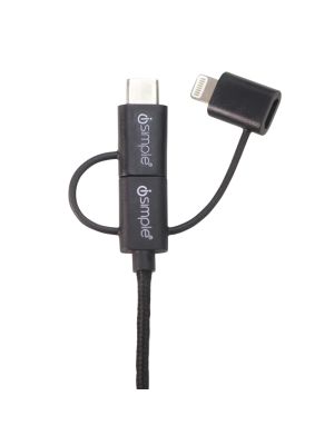 iSimple IS9406BK 3in1 uLinx Charging Cable USB Type C / microUSB / Lightning> USB, 1m, black 