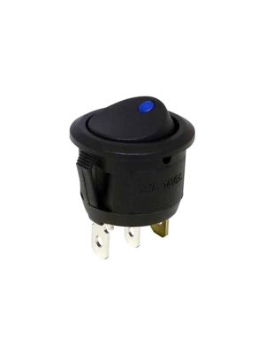 1x Round Momentary Rocker Switch (ON/OFF, Blue LED, 12Volt DC)