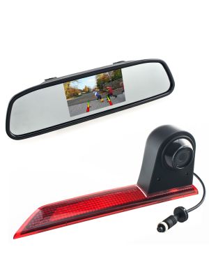 Set: rear view camera 3rd brake light + 10.9cm (4.3 inch) mirror monitor for Ford Transit Custom from 05/2016