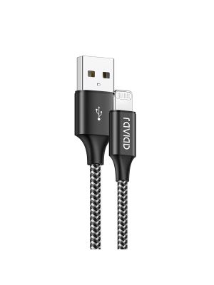 USB to Lightning adapter cable, 1m, black, protective nylon sheath