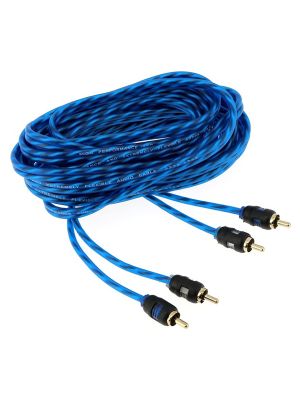 maxxcount 2-channel RCA cable 5m, transparent blue with short plugs
