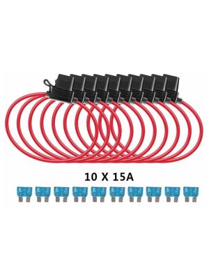 AMPIRE XSM2.5 waterproof fuse holder with 2.5mm² connection cable and 15A fuse (10 pieces)