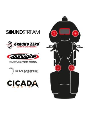 maxxcount BIKE SoundKit 2F2TP/MSR/RG14+ with/without SoundStream Radio suitable for Harley-Davidson® Road Glide™ from 2014