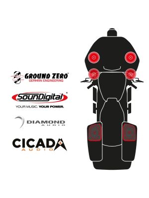 maxxcount BIKE SoundKit 4F2RCK/OEM/RG14+ suitable for Harley-Davidson® Road Glide™ from 2014 with factory radio