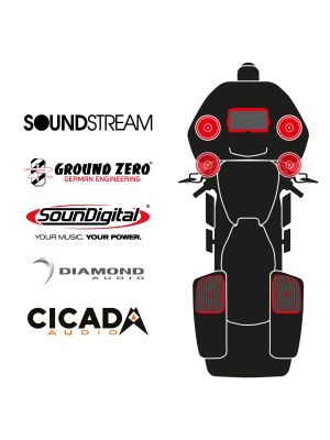 maxxcount BIKE SoundKit 4F2RCK/MSR/RG14+ with/without SoundStream Radio suitable for Harley-Davidson® Road Glide™ from 2014