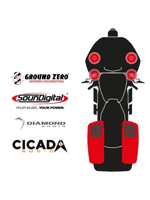 maxxcount BIKE SoundKit 4F2RRL/OEM/SG14+ OEM suitable for Harley-Davidson® Road Glide™ from 2014 with OEM radio