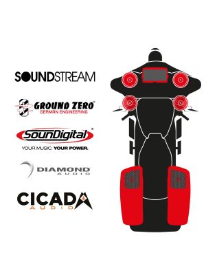 maxxcount BIKE SoundKit 4F2RRL/MSR/SG14+ with/without SoundStream Radio suitable for Harley-Davidson® Street Glide™ from 2014