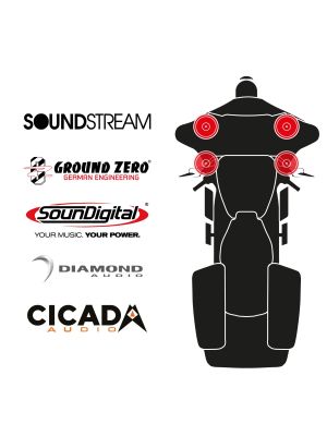 maxxcount BIKE SoundKit 4F/OEM/SG14+ suitable for Harley-Davidson® Street Glide™ from 2014 with factory radio