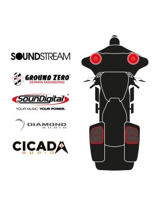 maxxcount BIKE SoundKit 2F2RCK/OEM/SG14+ suitable for Harley-Davidson® Street Glide™ from 2014 with factory radio