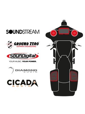 maxxcount BIKE SoundKit 2F2RCK/MSR/SG14+ with/without SoundStream Radio suitable for Harley-Davidson® Street Glide™ from 2014