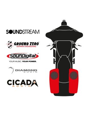 maxxcount BIKE SoundKit 2R8RL/OEM/SG14+ suitable for Harley-Davidson® Street Glide™ from 2014 with factory radio