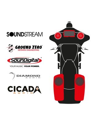 maxxcount BIKE SoundKit 2F2R8RL/MSR/SG14+ with/without SoundStream Radio suitable for Harley-Davidson® Street Glide™ from 2014