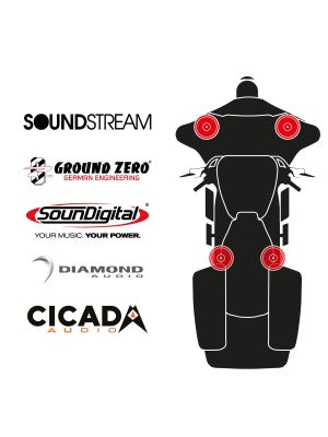 maxxcount BIKE SoundKit 2F2TP/OEM/SG14+ suitable for Harley-Davidson® Street Glide™ from 2014 with factory radio