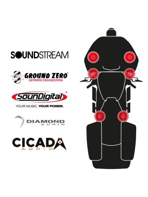 maxxcount BIKE SoundKit 4F2TP/OEM/RG14+ suitable for Harley-Davidson® Road Glide™ from 2014 with factory radio
