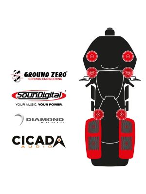 maxxcount BIKE SoundKit 4F2TP4RRL/OEM/RG98+ suitable for Harley-Davidson® Road Glide™ from 1998
