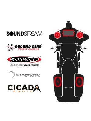 maxxcount BIKE SoundKit 2F2RLA/MSR/CVOSG14+ with/without SoundStream Radio suitable for Harley-Davidson® CVO™ Street Glide™ from 2014