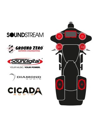 maxxcount BIKE SoundKit 4F2RLA/MSR/CVOSG14+ with/without SoundStream Radio suitable for Harley-Davidson® CVO™ Street Glide™ / other 5x7