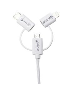 iSimple IS9406WH 3in1 uLinx Charging Cable USB Type C / microUSB / Lightning&gt; USB, 1m, white 