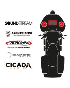 maxxcount BIKE SoundKit 2F/MSR/RG14+ with/without SoundStream Radio suitable for Harley-Davidson® Road Glide™ from 2014