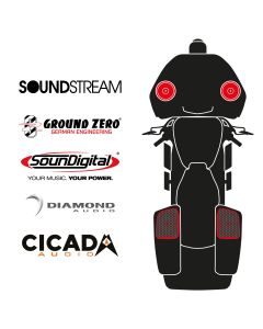 maxxcount BIKE SoundKit 2F2RCK/OEM/RG14+ OEM suitable for Harley-Davidson® Road Glide™ from 2014