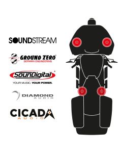 maxxcount BIKE SoundKit 2F2TP/OEM/RG14+ OEM suitable for Harley-Davidson® Road Glide™ from 2014