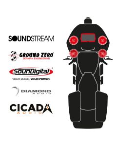 maxxcount BIKE SoundKit 4F/MSR/RG14+ with/without SoundStream Radio suitable for Harley-Davidson® Road Glide™ from 2014