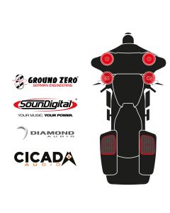maxxcount BIKE SoundKit 4F2RCK/OEM/SG14+ suitable for Harley-Davidson® Street Glide™ from 2014 with factory radio