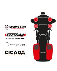 maxxcount BIKE SoundKit 4F2RRL/OEM/SG14+ OEM suitable for Harley-Davidson® Street Glide™ from 2014 with OEM radio