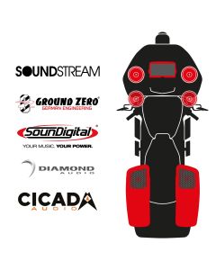 maxxcount BIKE SoundKit 4F2RRL/MSR/RG14+ with/without SoundStream Radio suitable for Harley-Davidson® Road Glide™ from 2014