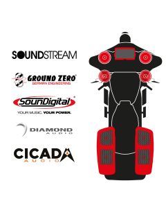 maxxcount BIKE SoundKit 4F4RRL/MSR/SG14+ with/without SoundStream Radio suitable for Harley-Davidson® Street Glide™ from 2014