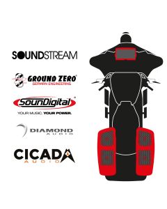 maxxcount BIKE SoundKit 4RRL/MSR/RGSG14+ mit/ohne SoundStream Radio passend für Harley-Davidson® Touring Modelle ab 2014