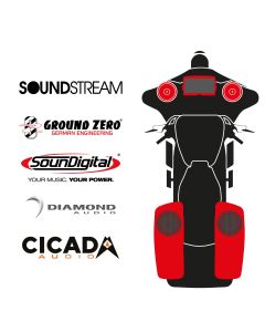 maxxcount BIKE SoundKit 2F2R8RL/MSR/SG14+ mit/ohne SoundStream Radio passend für Harley-Davidson® Street Glide™ ab 2014