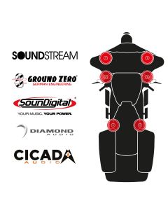 maxxcount BIKE SoundKit 4F2TP/OEM/SG14+ suitable for Harley-Davidson® Street Glide™ from 2014 with factory radio