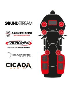 maxxcount BIKE SoundKit 4F2TP4RRL/MSR/RG98+ suitable for Harley-Davidson® Road Glide™ from 1998