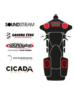 maxxcount BIKE SoundKit 2F2RLA/MSR/CVOSG14+ with/without SoundStream Radio suitable for Harley-Davidson® CVO™ Street Glide™ from 2014