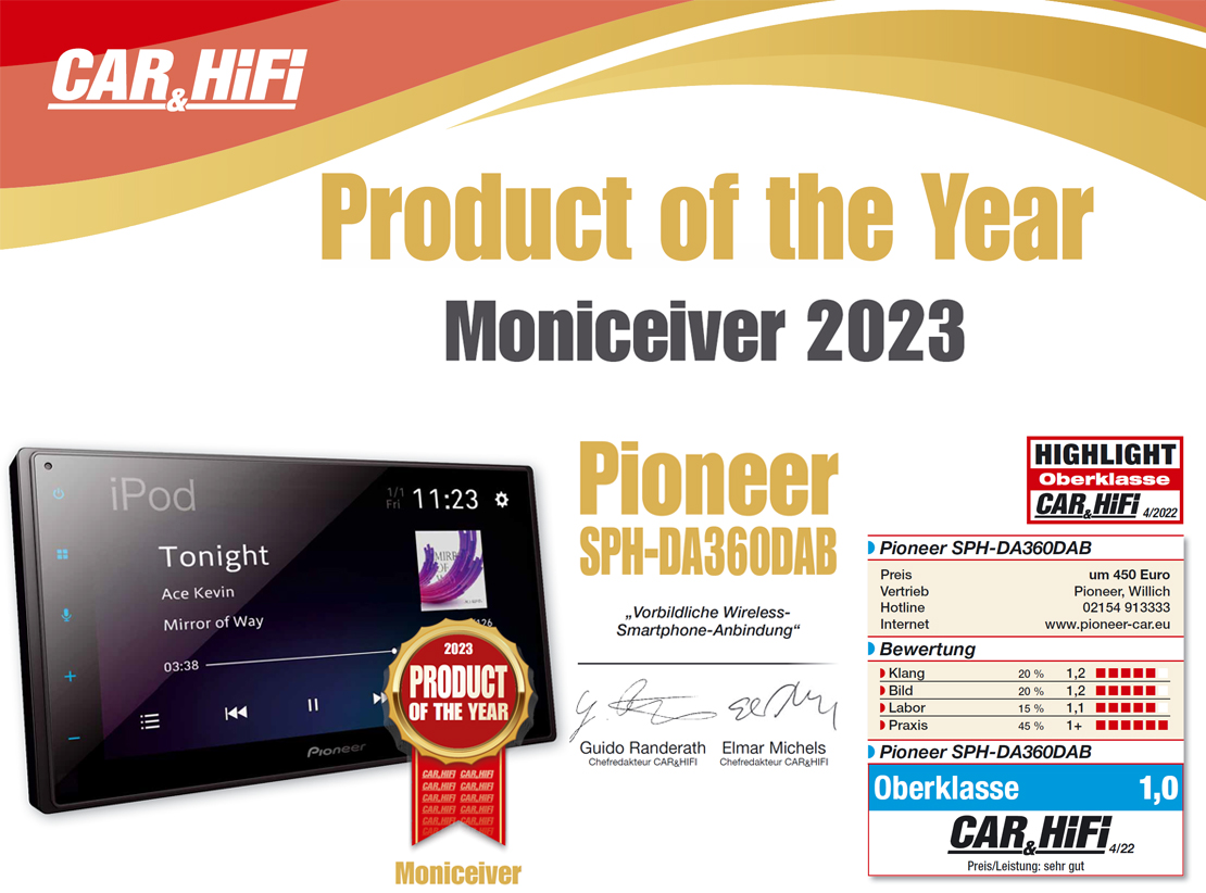 Pioneer SPH DA360dab 2-din radio Wireless Apple Carplay en Auto